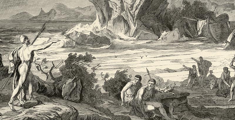 Die Genossen des Odysseus töten die Rinder des Helios Preller Holzstich