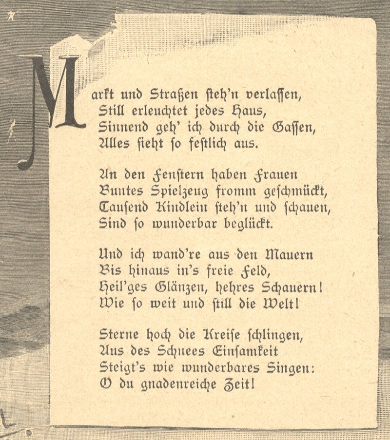 Markt und Strassen stehn verlassen Eichendorff R. Gutschmidt Holzstich E 10034 Billerantik