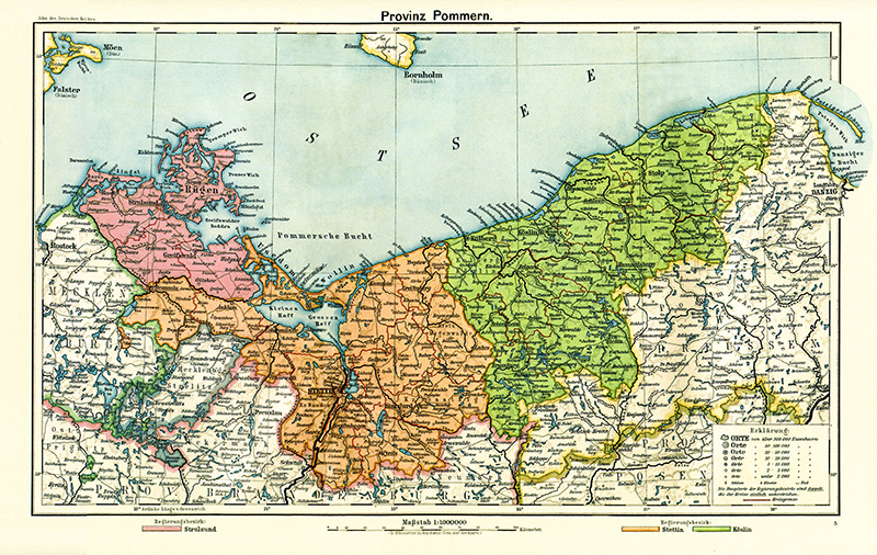 Provinz Pommern Ostsee Bucht Haff Rügen Stolp Danzig