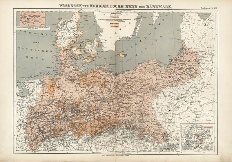 Karte von Preussen Norddeutscher Bund Dänemark Baltisches Meer Pommern