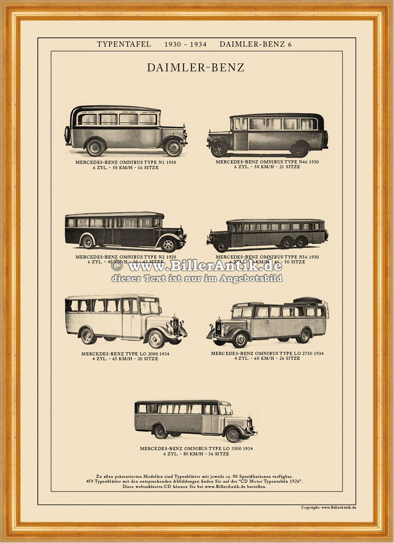 Mercedes Omnibus 50 Sitze N56 N46 Daimler Benz A3 Typentafel 1930-1934 06 