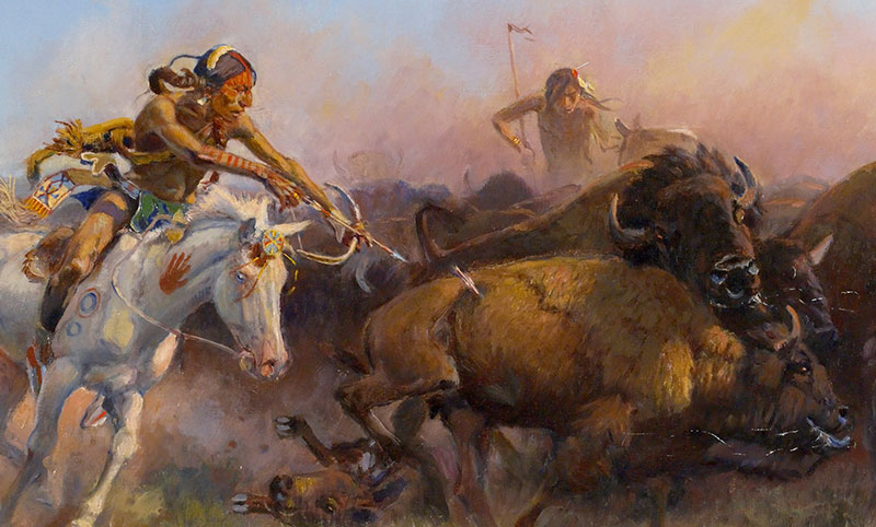 The Buffalo Hunt No 39 Charles M Russell Indianer Buffel Jagd B A1 00124 Ebay