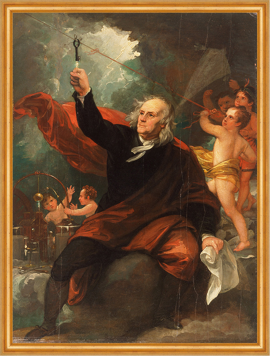 Benjamin Franklin Drawing Electricity from the Sky West Erfinder B A2