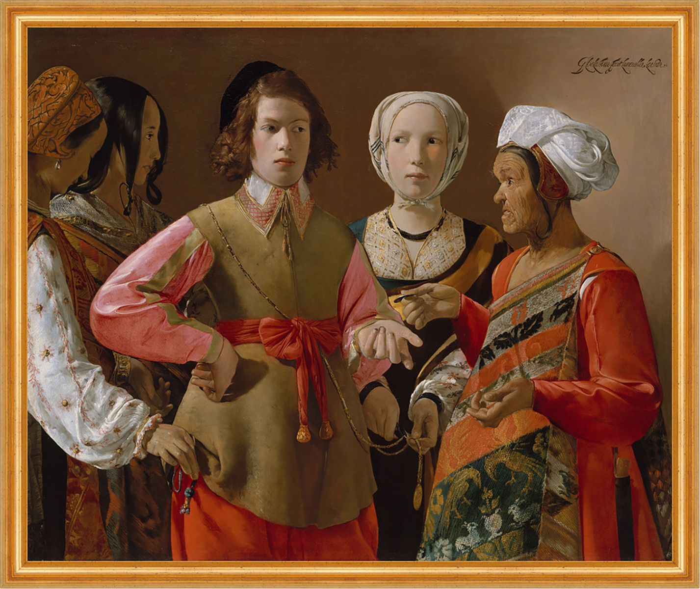 The Fortune Teller Georges de la Tour Frauen Wahrsagerei  B A2 02055 Gerahmt