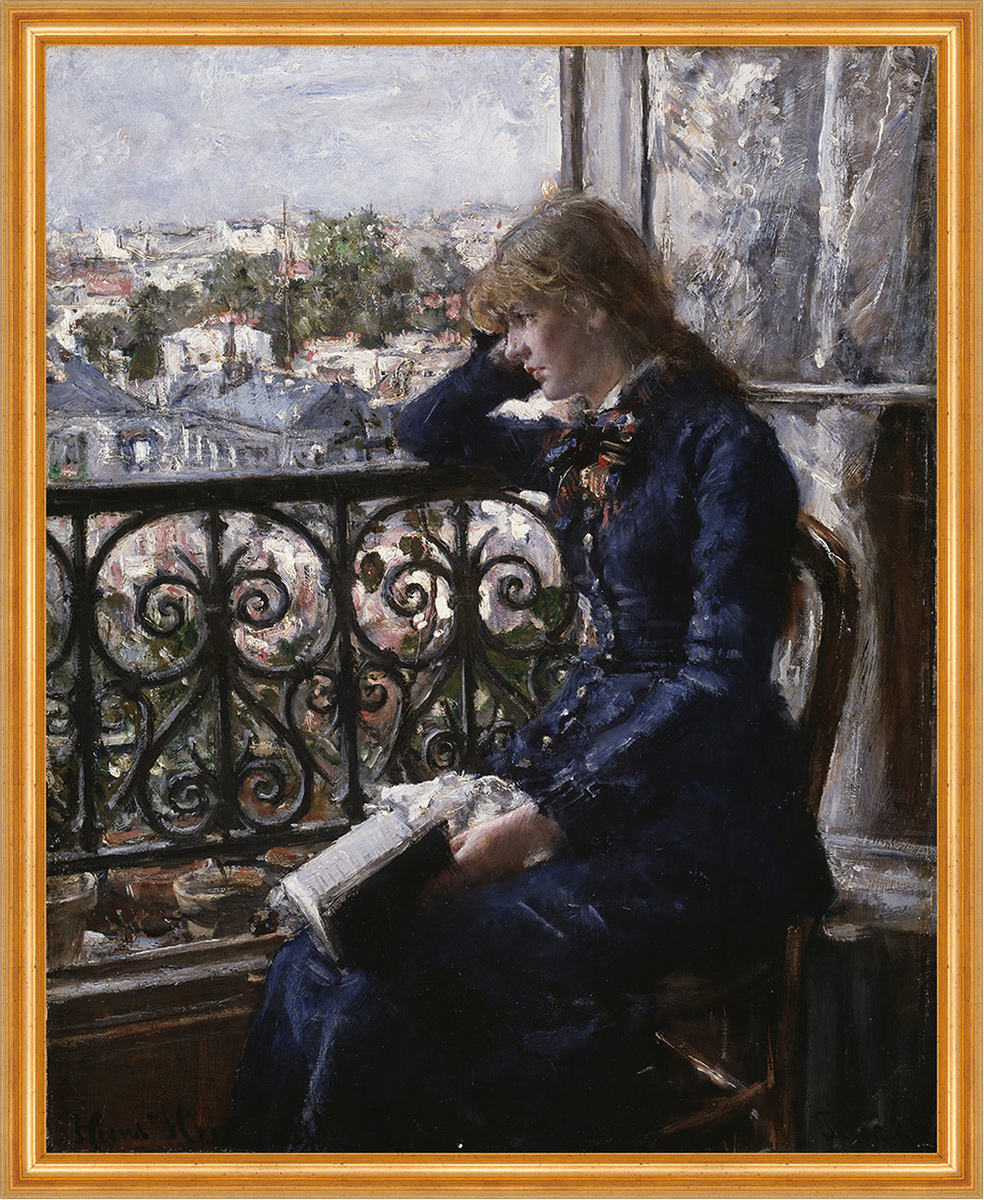 At the Window Hans Heyerdahl Fenster Stadt Balkontür Gitter Stuhl B A2 02196