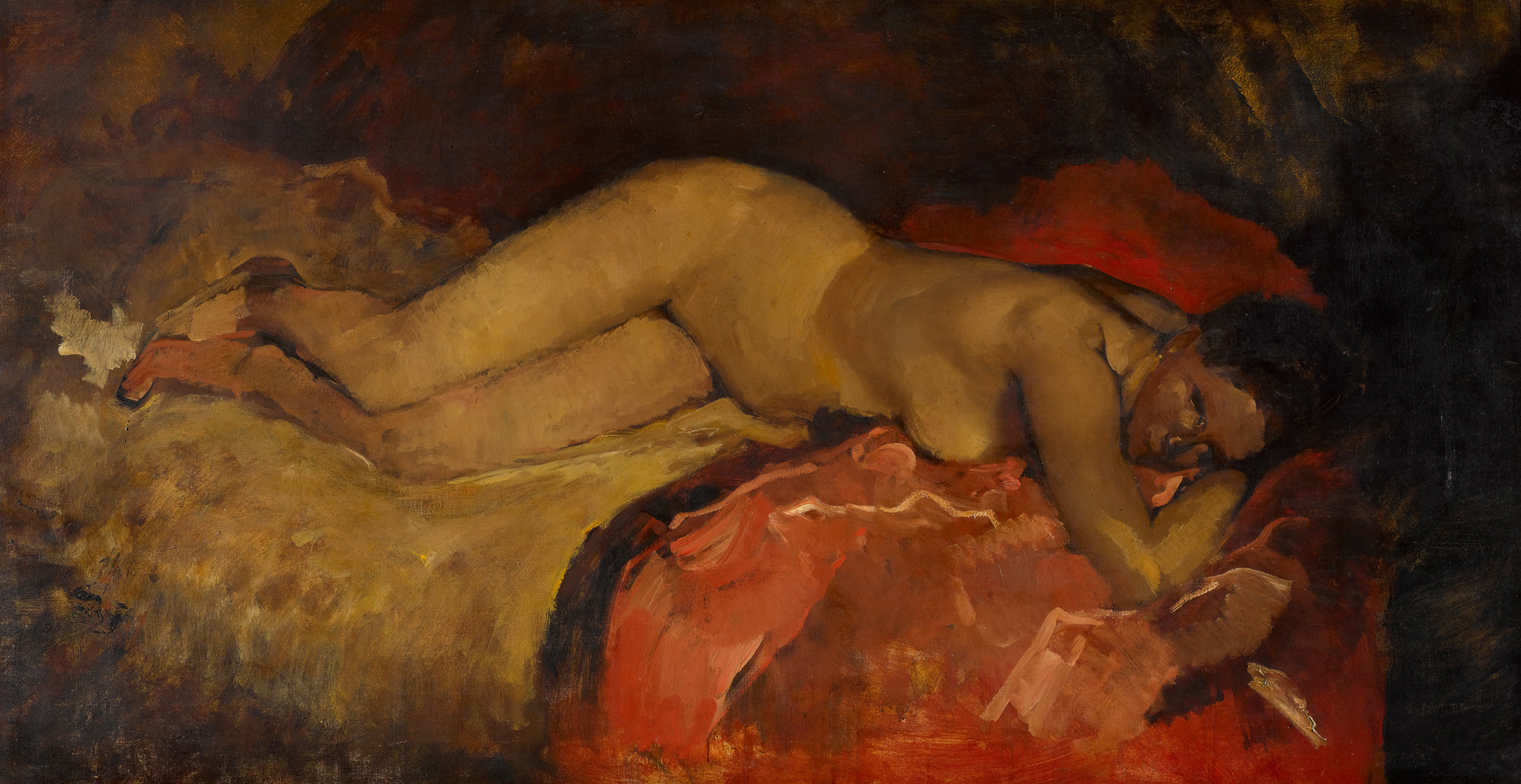 Reclining nude George Hendrik Breitner Nackte Frau Liegen Bett Akt B A3 02011
