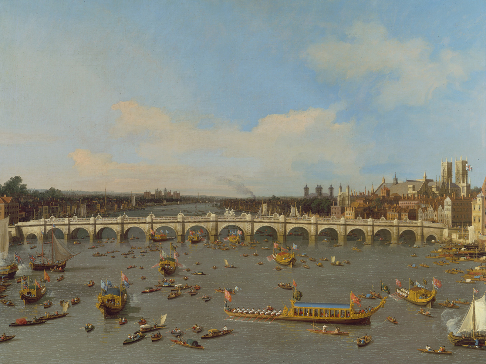 Westminster Bridge, with the Lord Mayors Procession Canal London B A3 02095