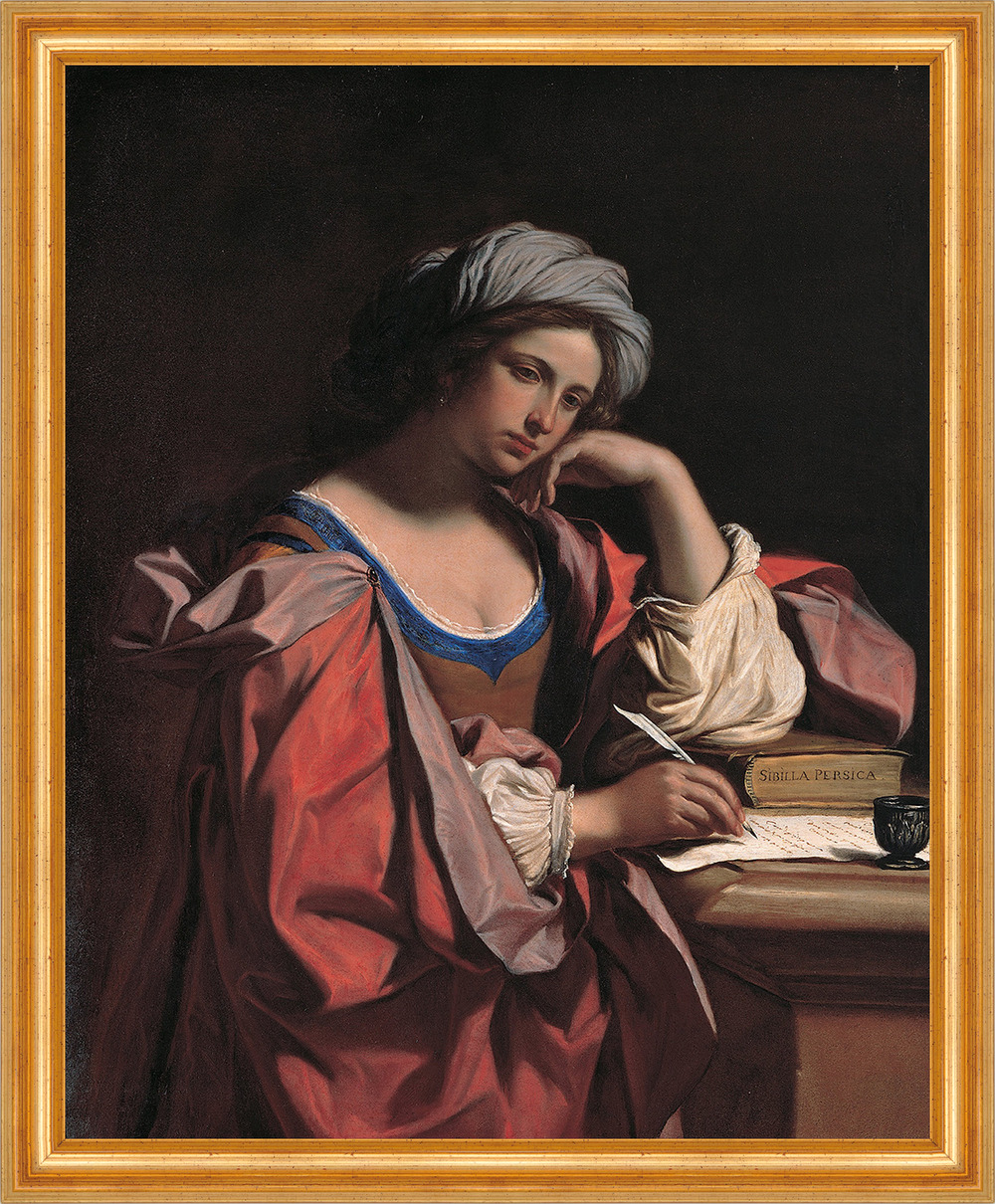 The Persian Sibyl Giovanni Francesco Barbieri Feder Schreiben B A3 02111 Gerahmt