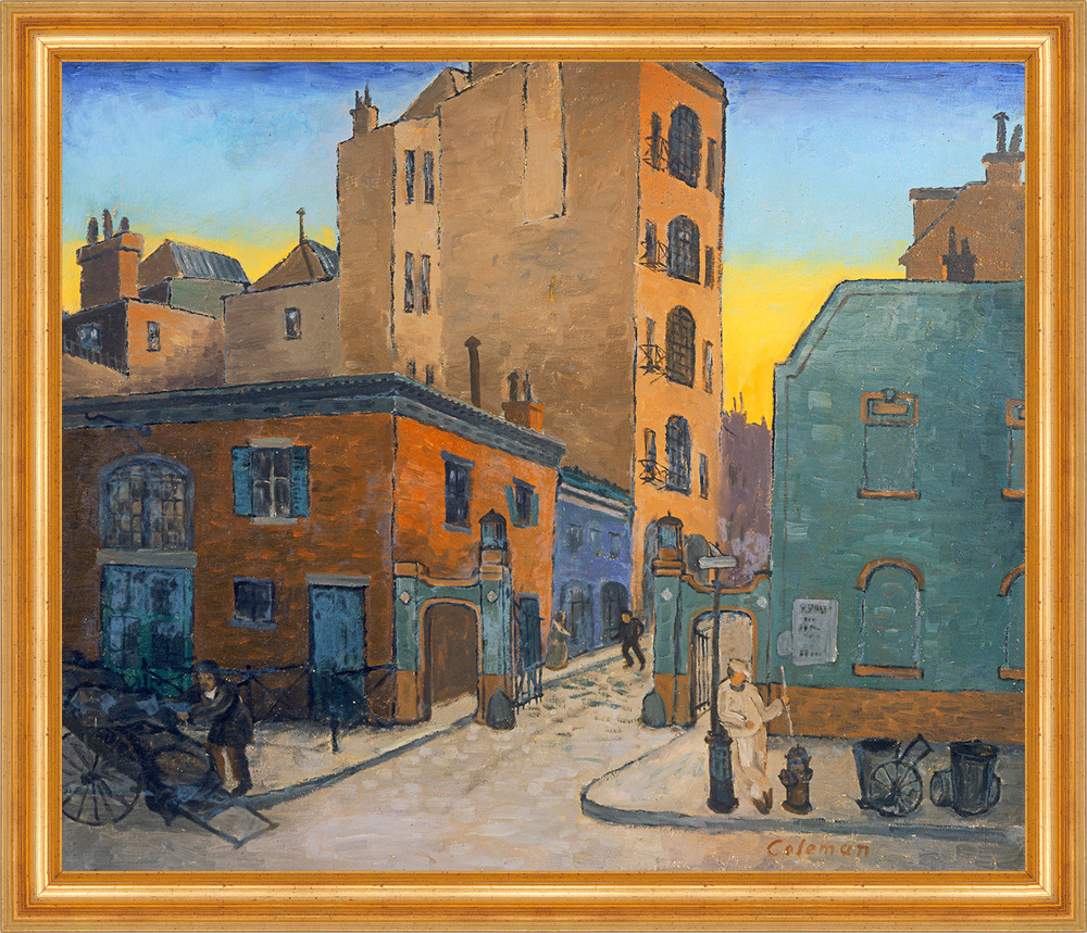 The Mews Glenn O. Coleman Stallungen Stadt Tor Hydrant Tonnen B A3 02129 Gerahmt