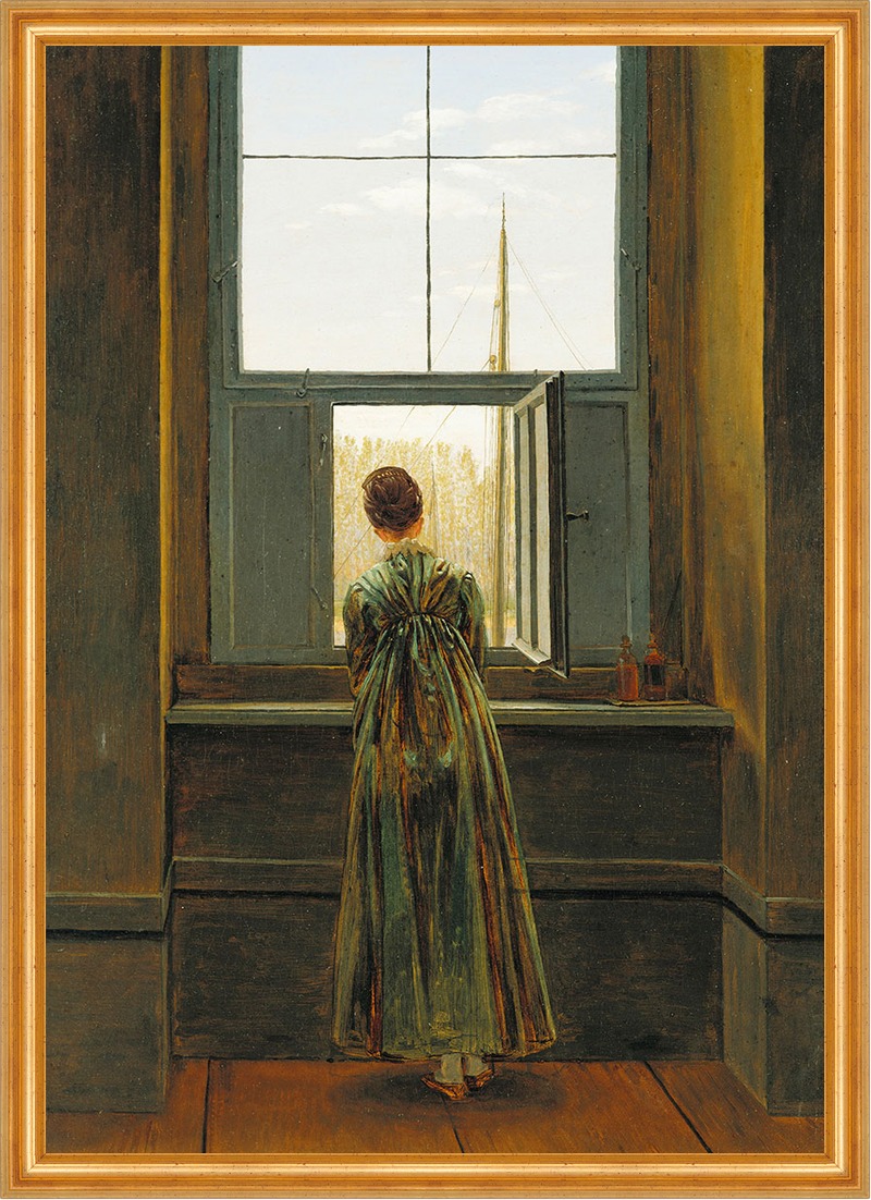 Frau am Fenster Deutsche Romantik Ausblick LW Caspar David Friedrich A2