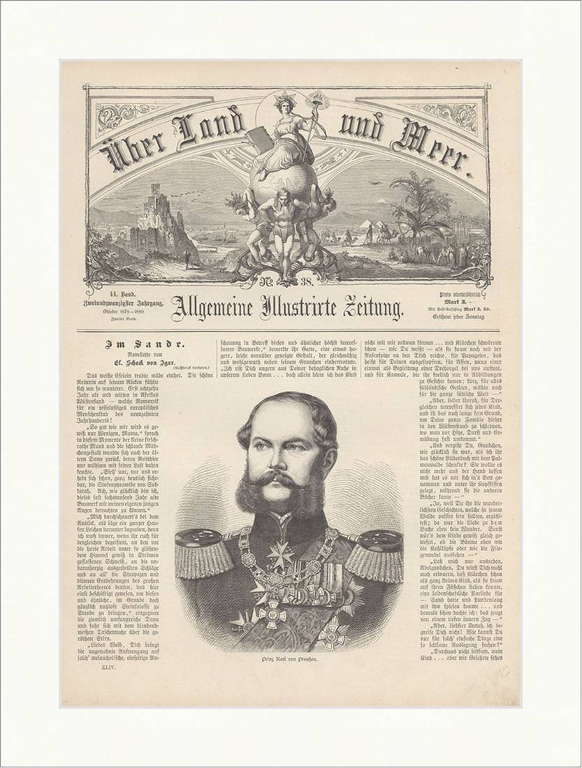 Prinz Karl von Preußen Deutsches Reich Adel Männer Uniform Holzstich E 18590