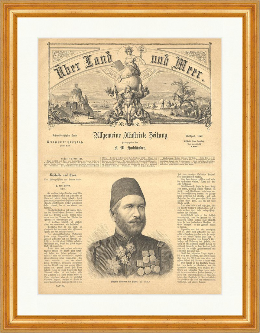 Muschir Mehmed Ali Pascha Holzstich Türkei Osmanisches Reich Karl E 1865 Gerahmt