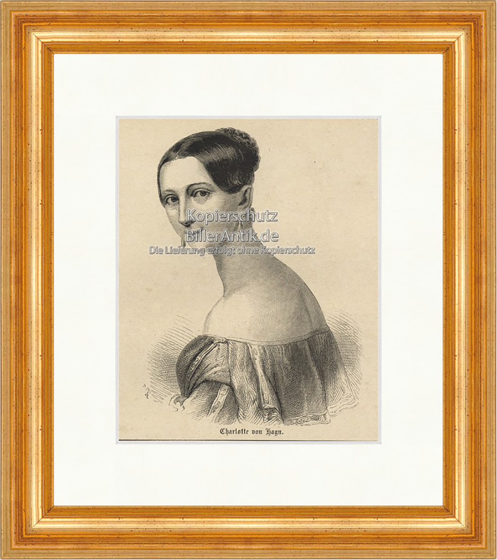 Charlotte von Hagn Schauspielerin Biedermeierzeit Holzstich E 19811 Gerahmt
