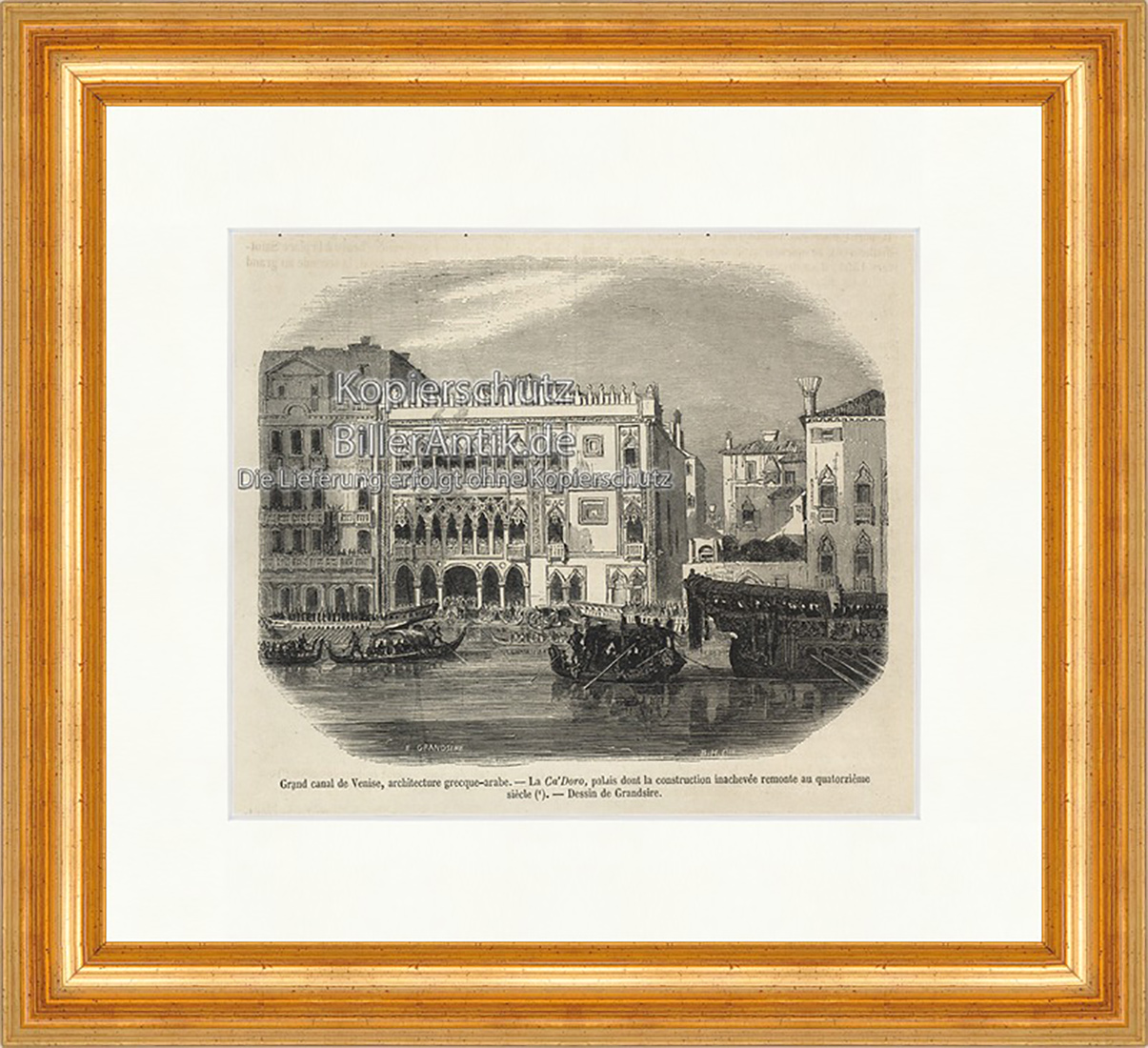La Ca Doro Canal Grande Venedig Italien Ultramarin Holzstich E 19833 Gerahmt