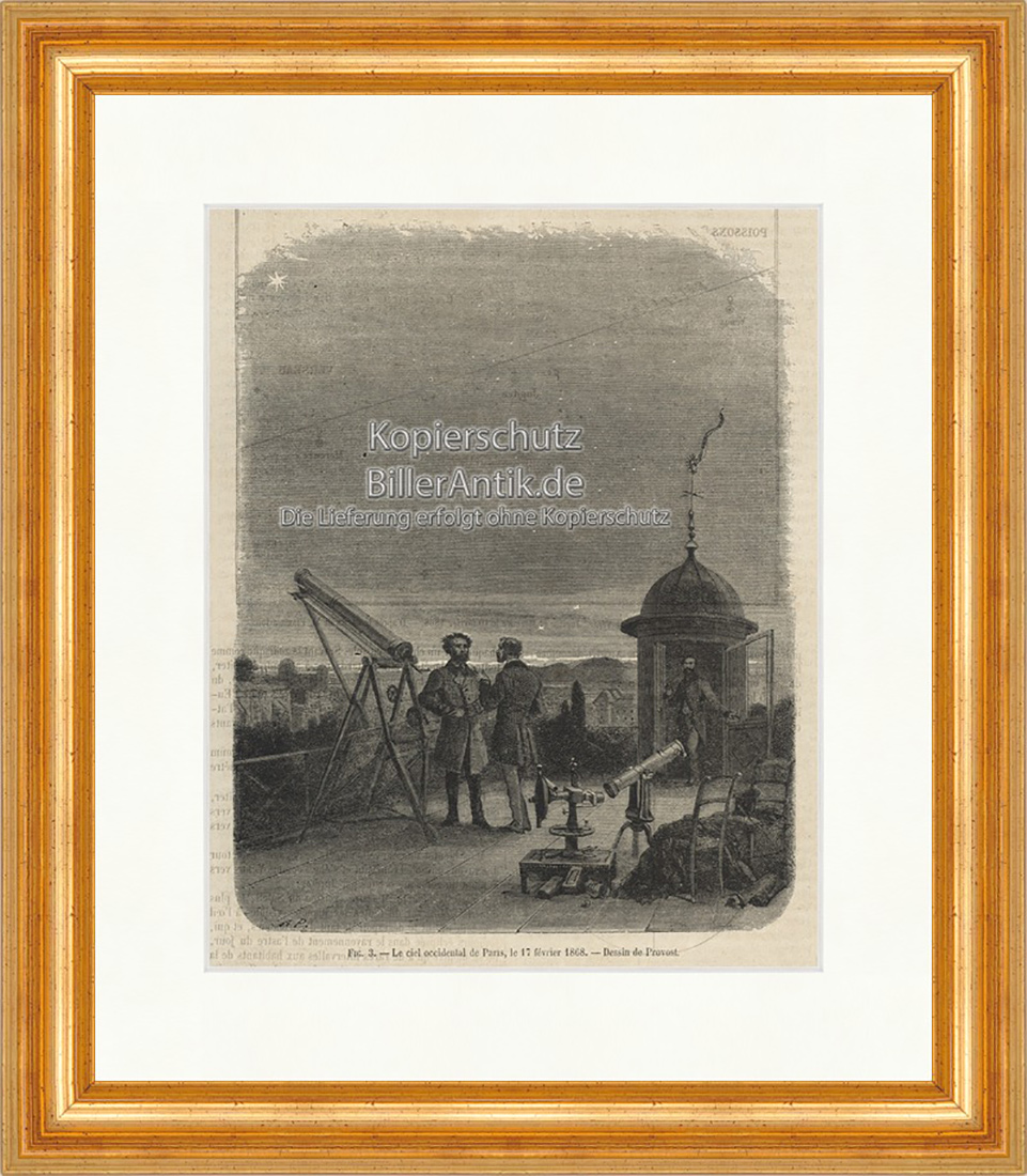 Le ciel occidental de Paris Westlicher Himmel Stern Holzstich E 20005 Gerahmt