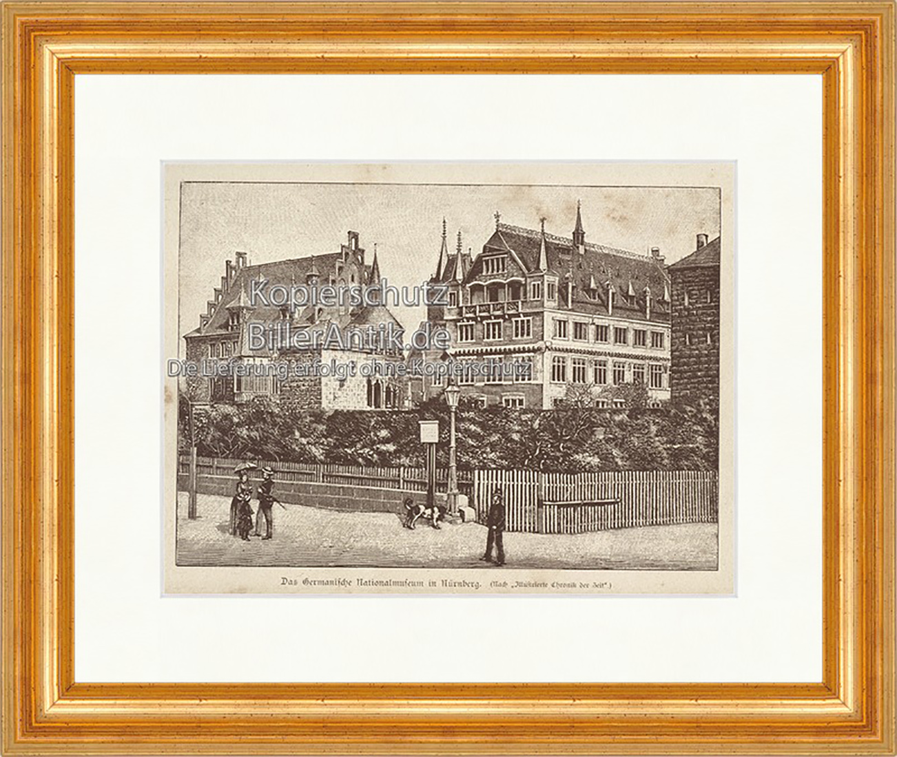Germanisches Nationalmuseum Nürnberg Kartäuserbau Holzstich E 20084 Gerahmt