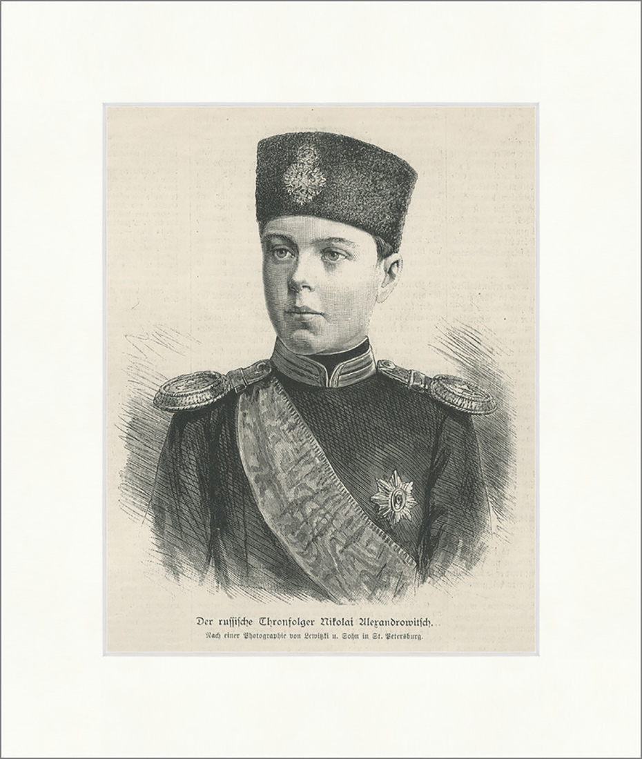 Der russische Thronfolger Nikolai Alexandrowitsch Nikolaus II. Holzstich E 25393