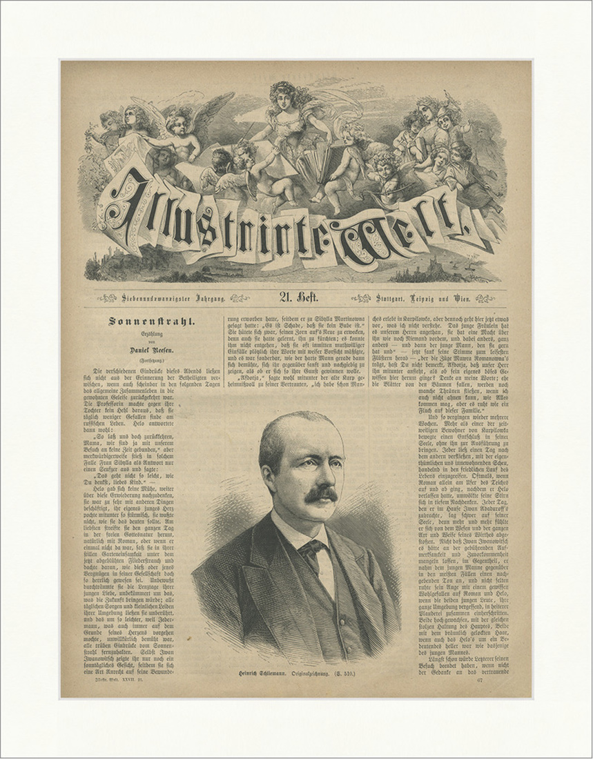 Heinrich Schiemann Pionier Mykenologe Freimaurer Archäologe Holzstich E 25455