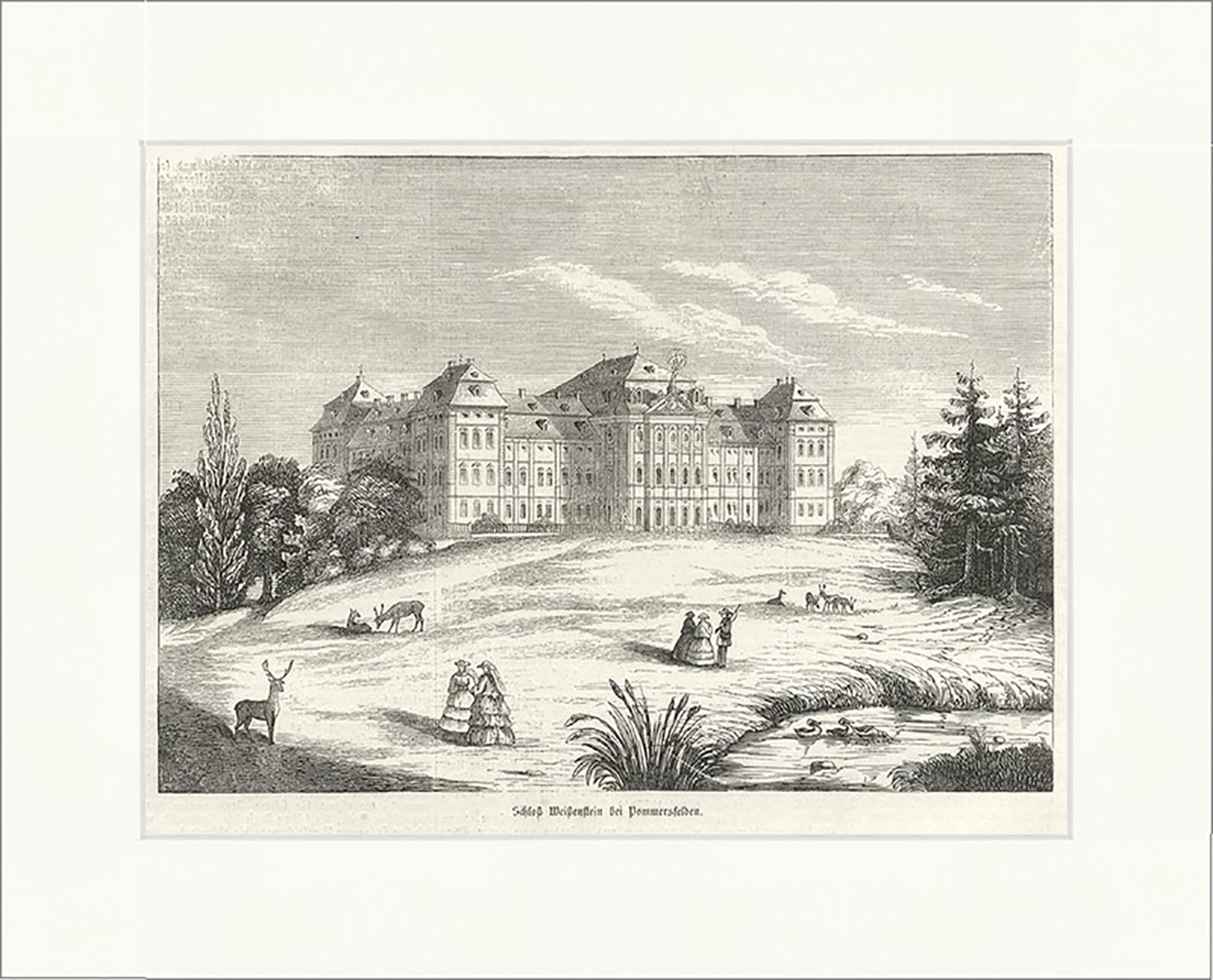 Schloss Weißenstein bei Pommersfelden Deutsches Reich Bayern Holzstich E 5127