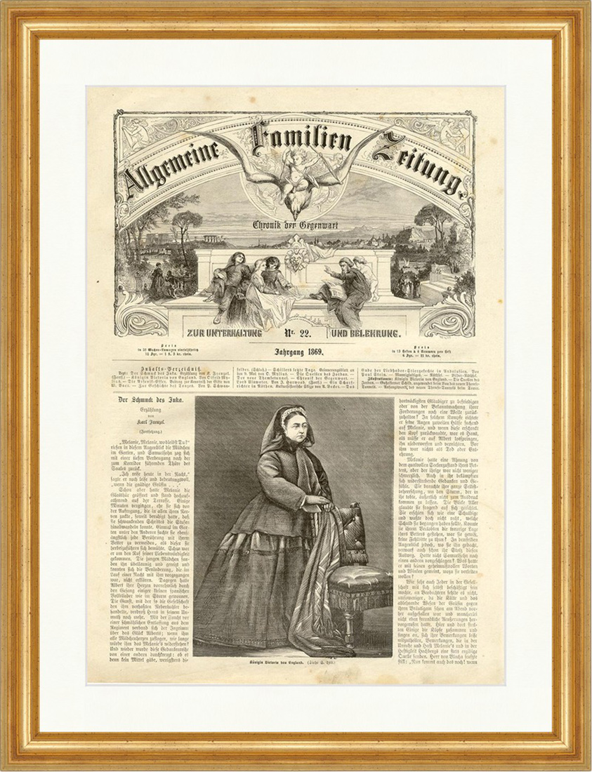 Königin Victoria England Großbitannien Irland Indien Holzstich E 5174 Gerahmt