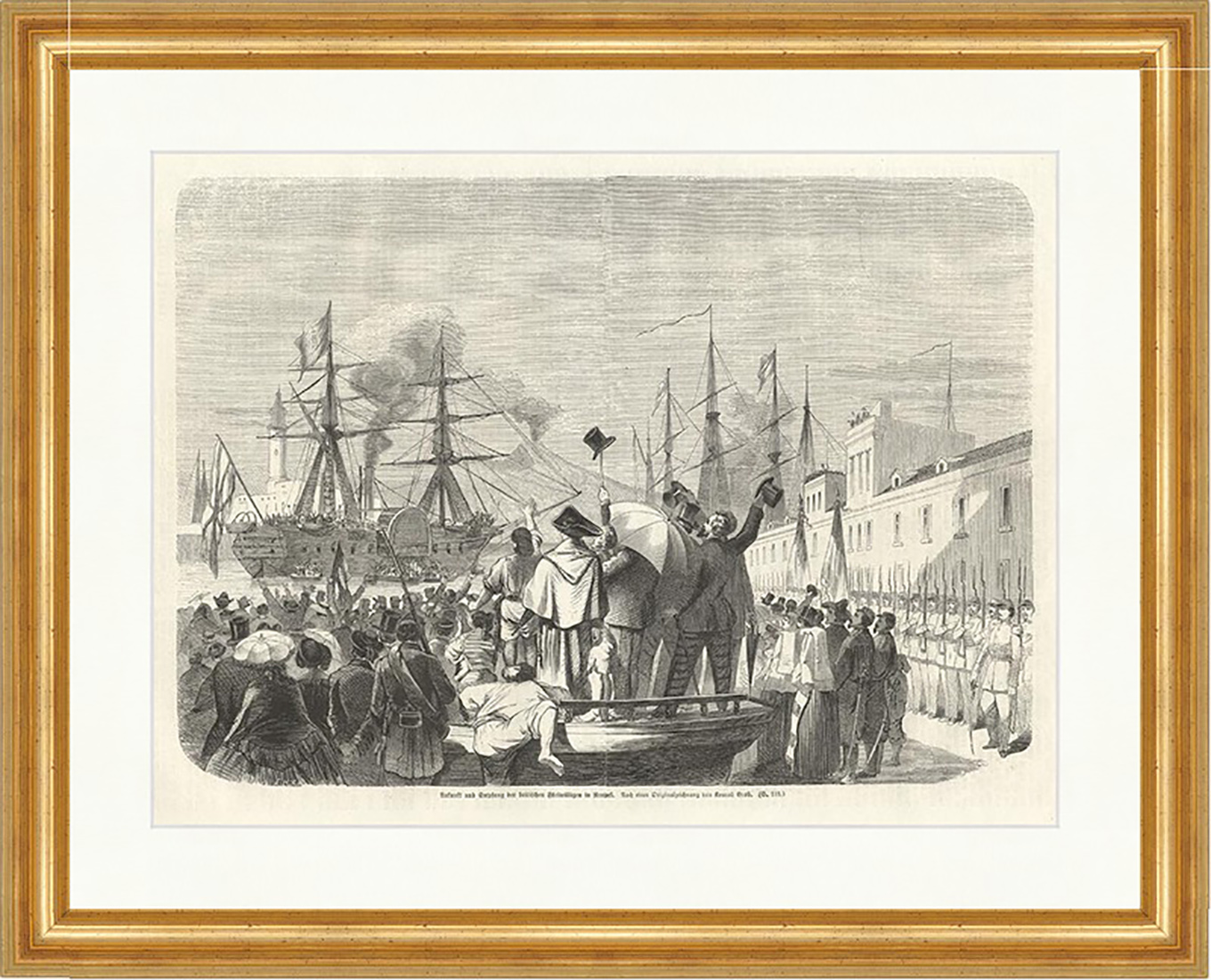 Ankunft und Empfang der britischen Freiwilligen in Neapel Hüte