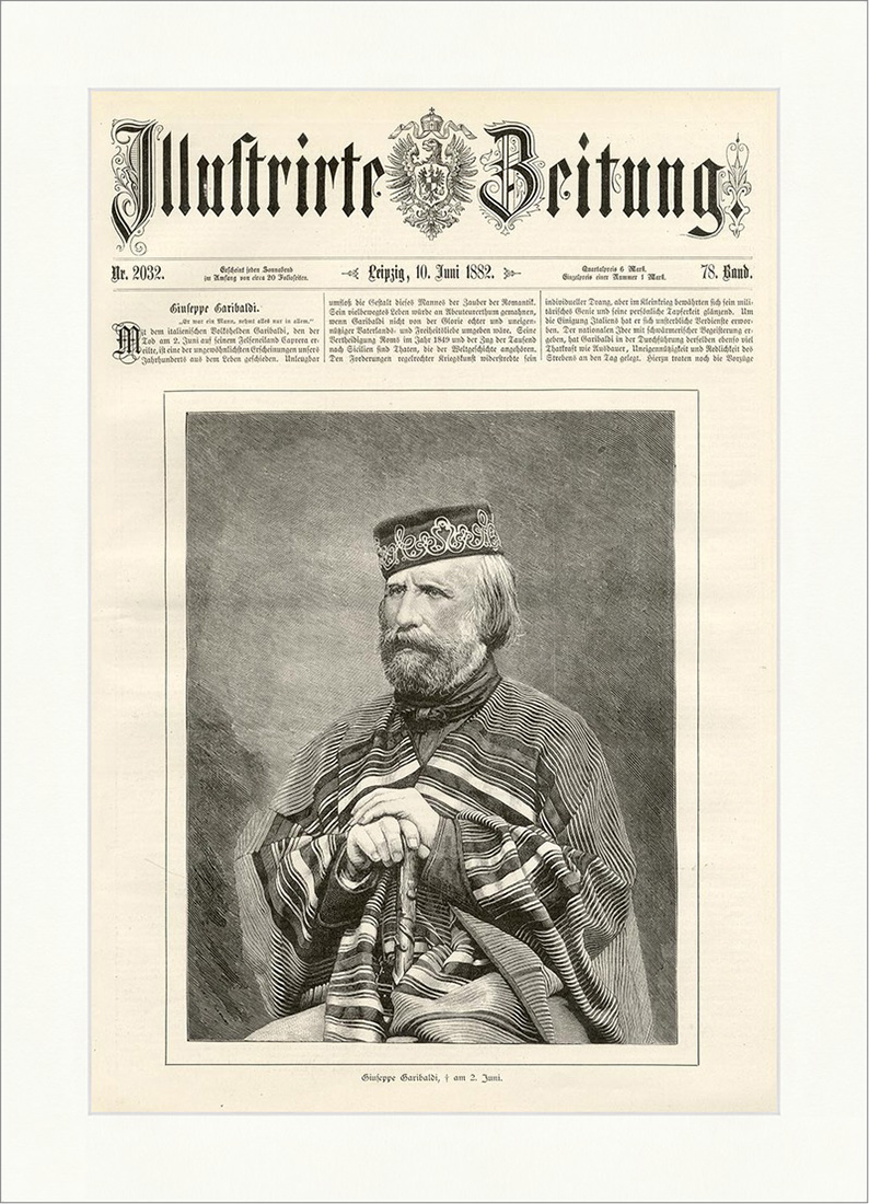 Guiseppe Garibaldi, gest. am 2. Juni italienischer Kämpfer Holzstich E 6587