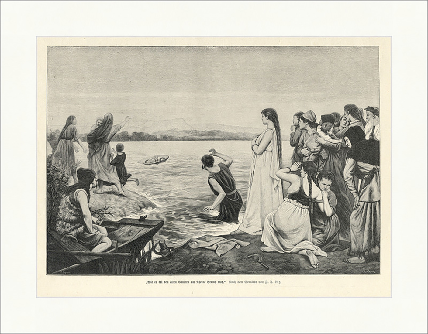 Wie es bei den alten Galliern am Rheine brauch war F. T. Lix Holzstich E 9734