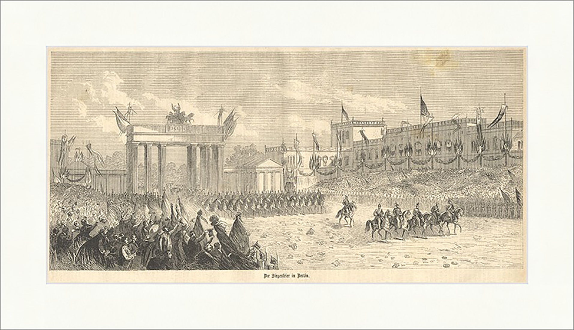 Die Siegesfeier in Berlin Deutsches Reich Brandenburger Tor Holzstich E 9865