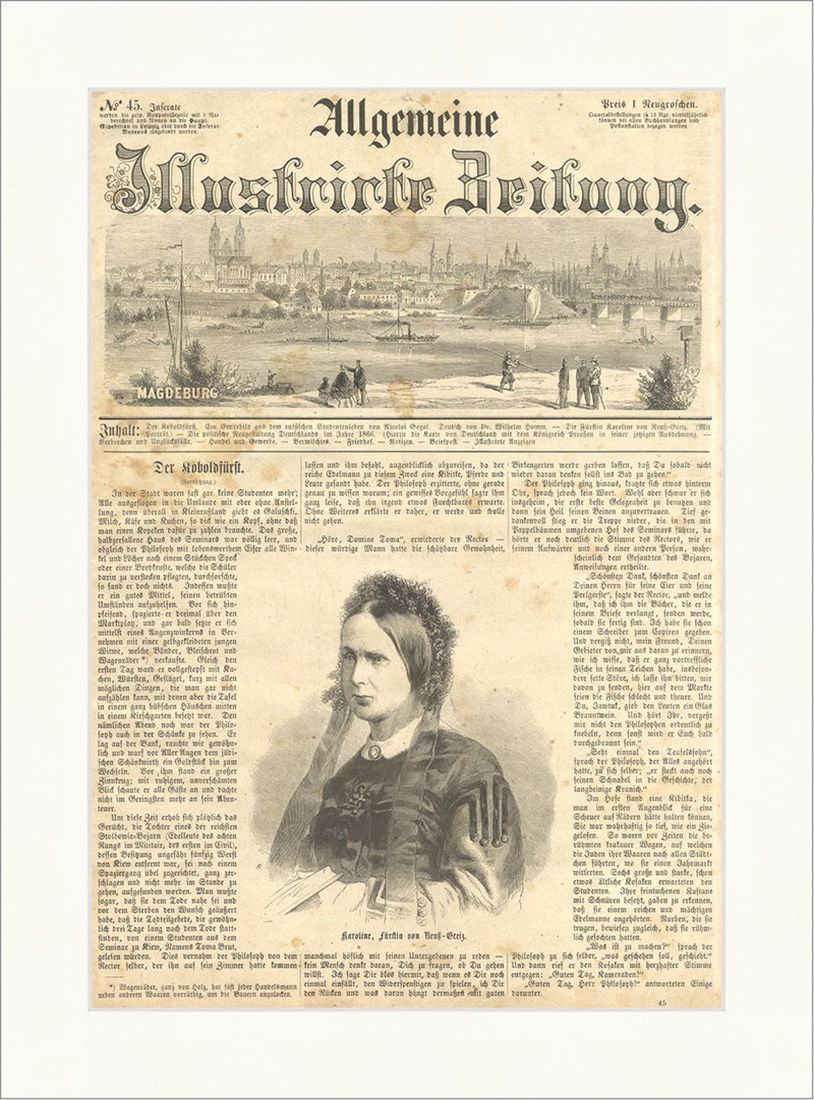 Karoline, Fürstin von Reuß Greiz Adelsgeschlechter Haube Mode Holzstich E 9873