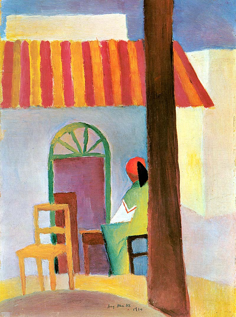 Türkisches Cafe August Macke Araber Meditation Ruhe Tunis Bütten H A3