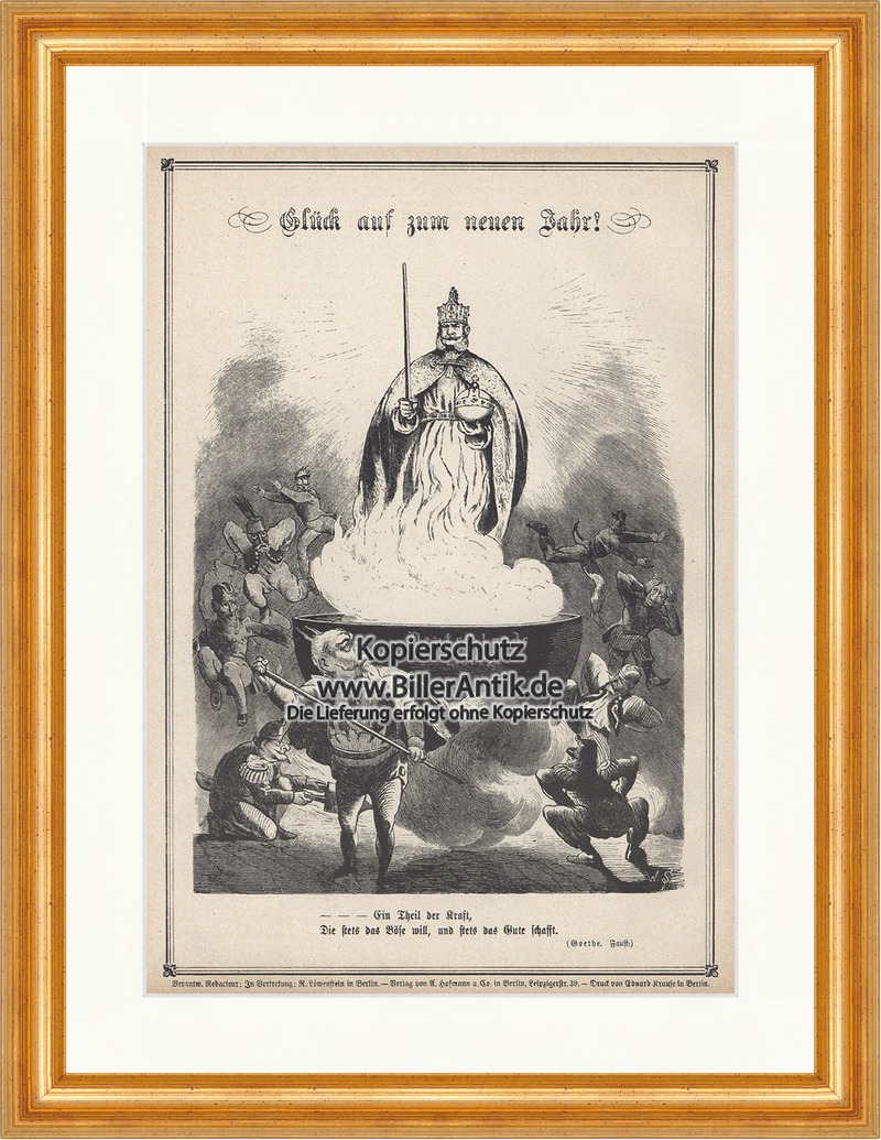 Gluck Auf Zum Neuen Jahr Feuer Kraft Goethe 1870 Seite Des Kladderadatsch 0050 Ebay