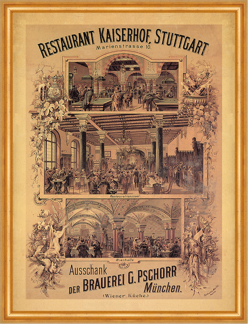 Restaurant Kaiserhof Stuttgart Brauerei Pschorr Bierhalle Plakate A2 400 Gerahmt