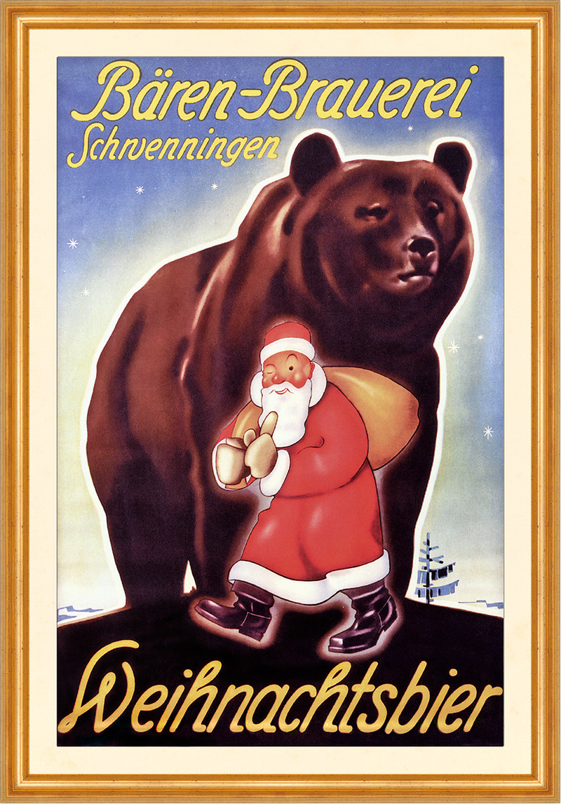 Bären Brauerei Schwenningen Weihnachtsbier Nikolaus Plakate A2 415 Gerahmt