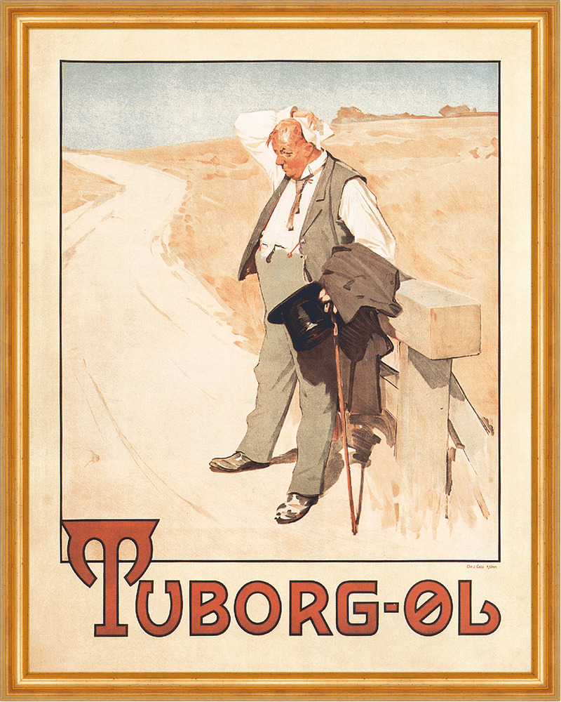 Tuborg Ol Der durstige Mann Henningsen Plakate A2 422 Gerahmt