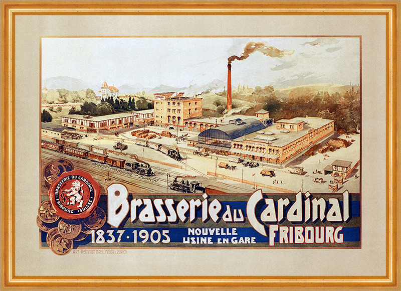 Brasserie du Cardinal Fribourg Freiburg Brauerei Plakate A2 427 Gerahmt