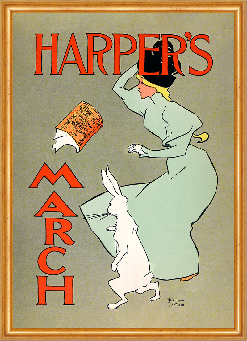 Harpers March Edward Penfield Maler Poster Kunstdruck Plakate A2 432 Gerahmt
