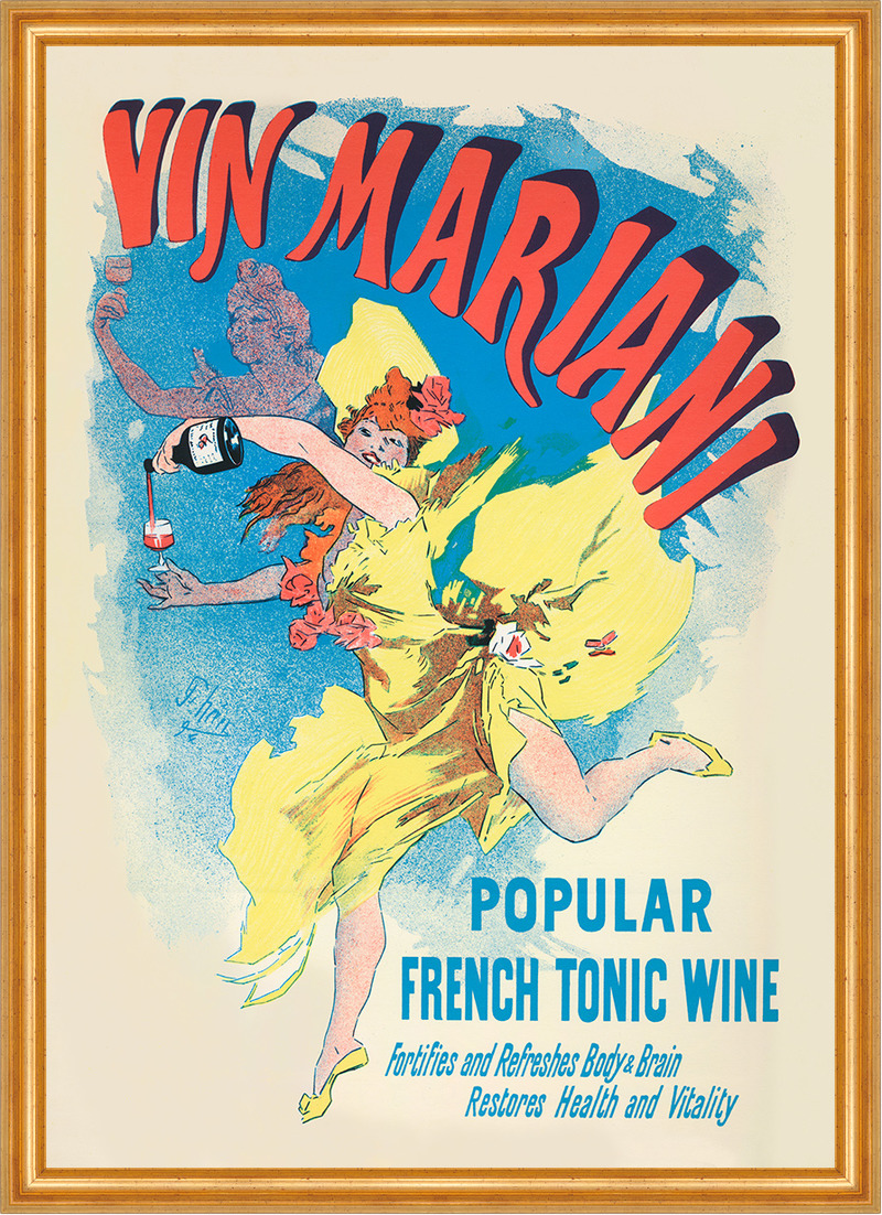 Vin Mariani French Tonic Wine Jugendstil Flasche Cheret Plakate A2 436 Gerahmt
