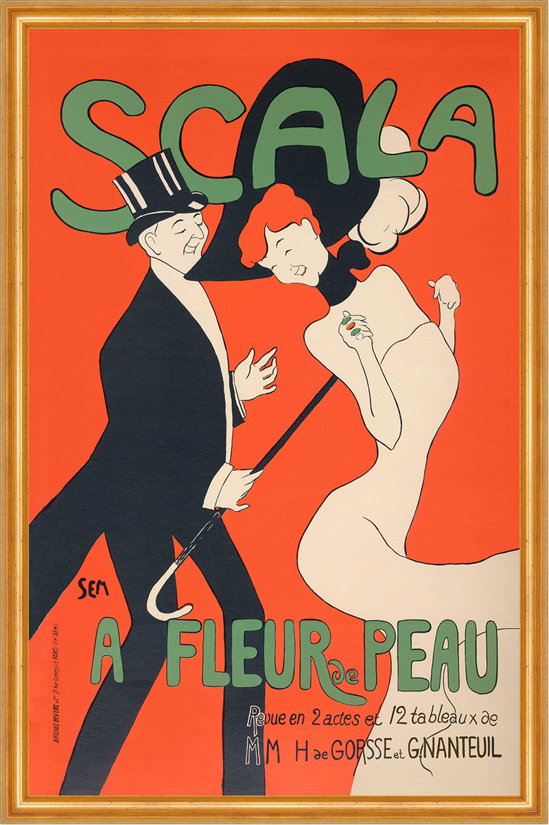 Scala a Fleur de Peau Jugendstil Georges Goursat Revue Plakate A2 438 Gerahmt