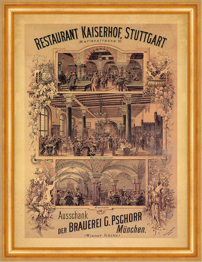 Restaurant Kaiserhof Stuttgart Brauerei Pschorr Billard Plakate A3 400 Gerahmt