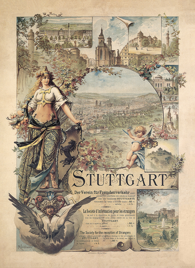 Stuttgart Baden Württemberg Fremdenverkehr Stiftskirche Schloss Plakate A3 402