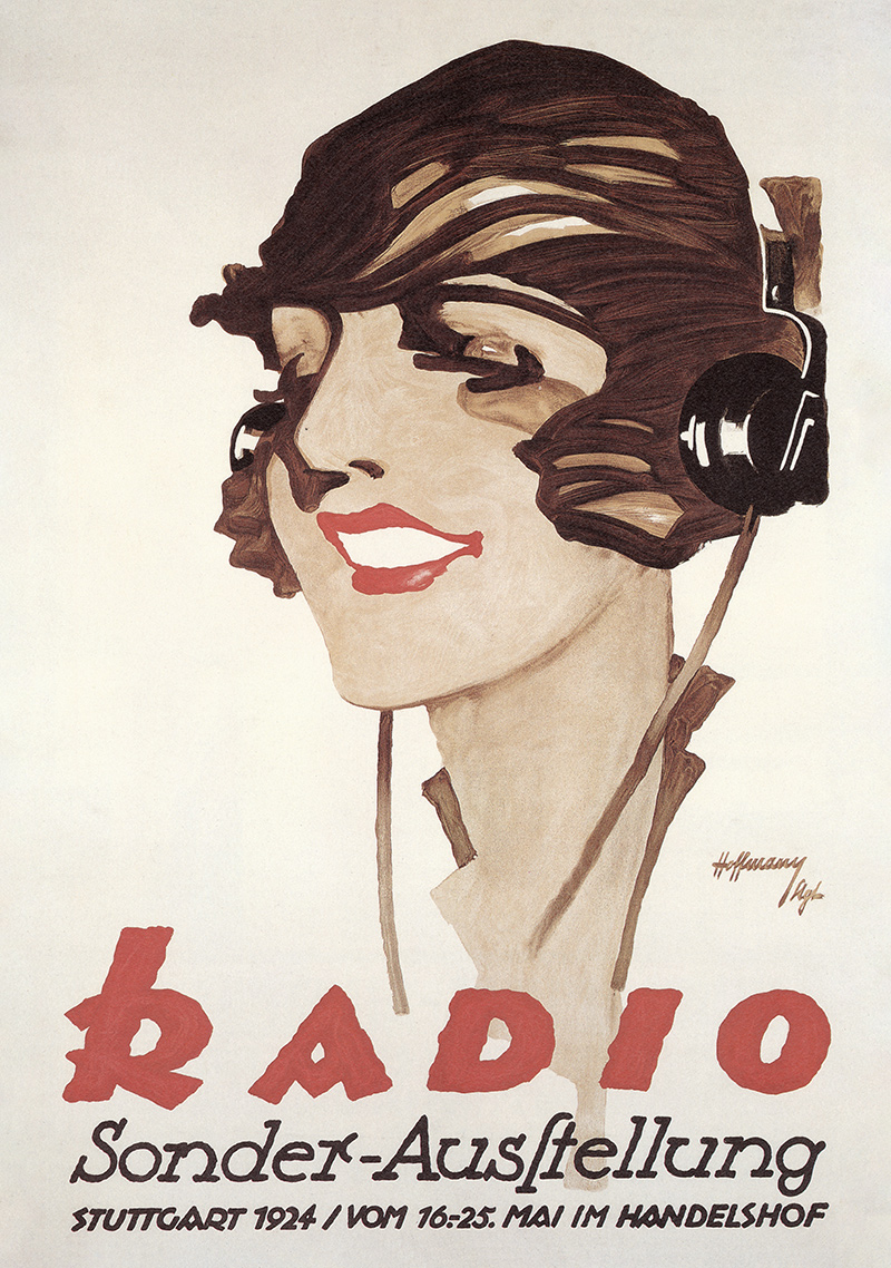 Radio Sonderausstellung Stuttgart 1924 Handelshof Kopfhörer Plakate A3 404