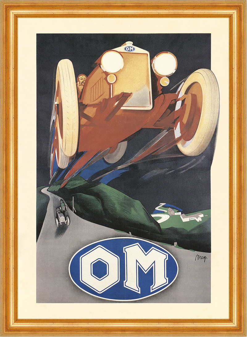 OM Officine Meccaniche Brescia Automobilhersteller Touren Plakate A3 410 Gerahmt