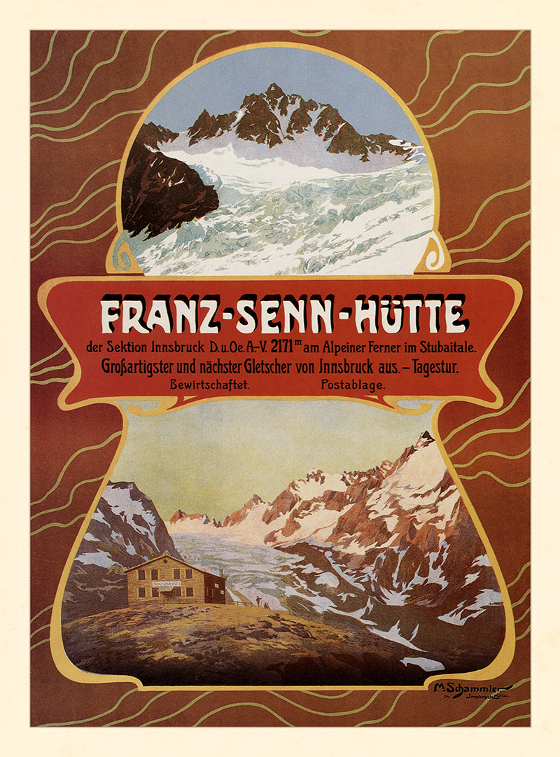 Franz Senn Hütte Stubaital Gletscher Sektion Innsbruck Schammler Plakate A3 412
