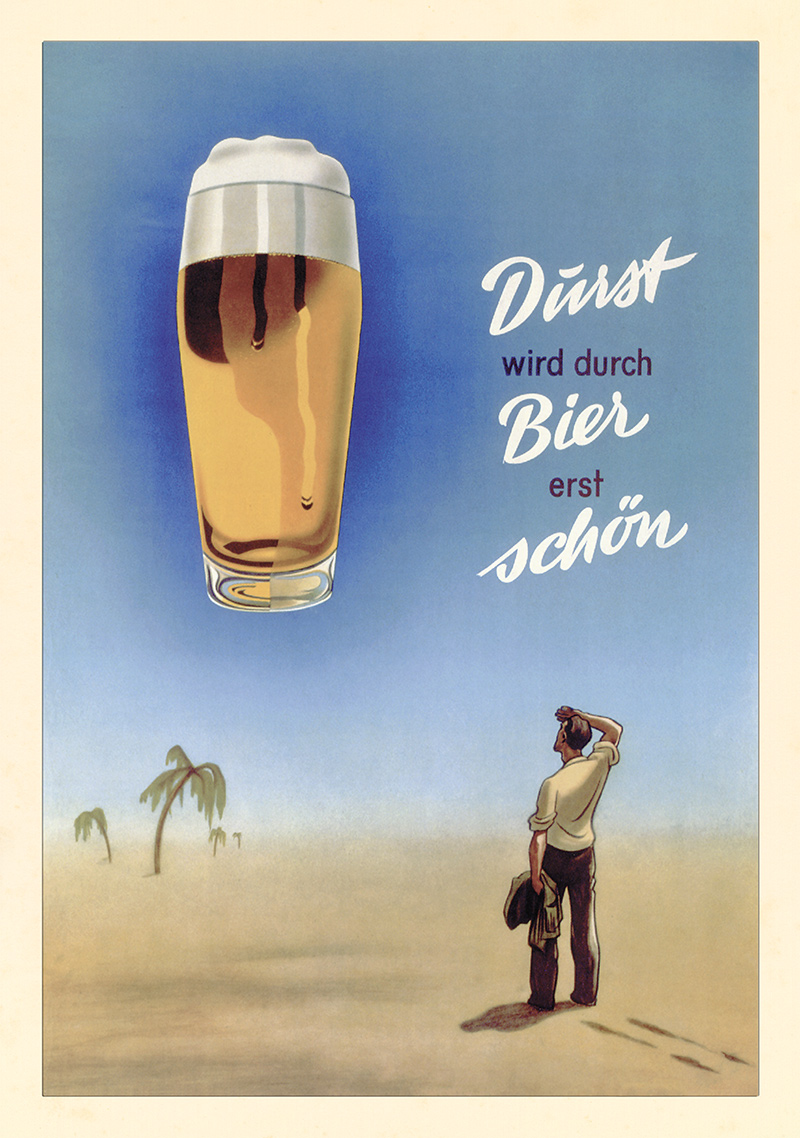 Durst wird durch Bier erst schön Wüste Fatamorgana Palmen Sand Plakate A3 416