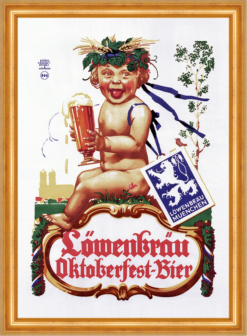 Löwenbräu Oktoberfest Bier Siegmund von Suchodolski Plakate A3 417 Gerahmt
