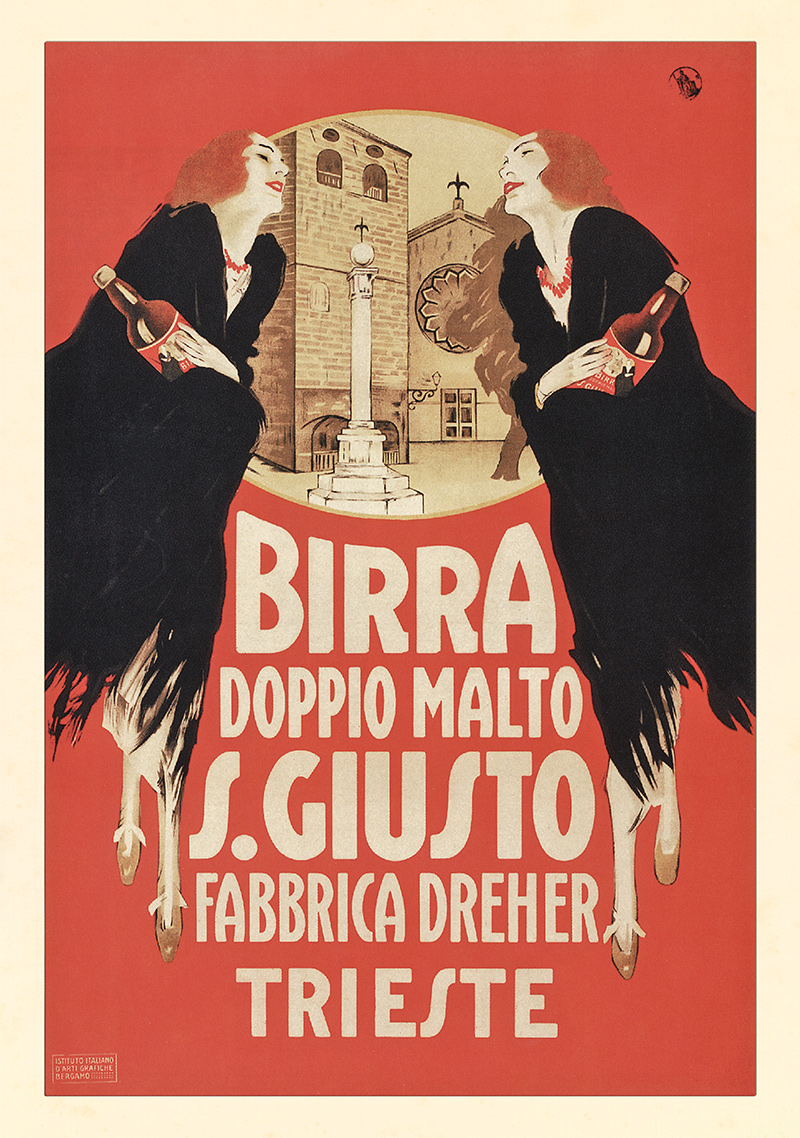 Fabrica Dreher Birra Doppio Malto Giusto Italien Werbung Trieste Plakate A3 421