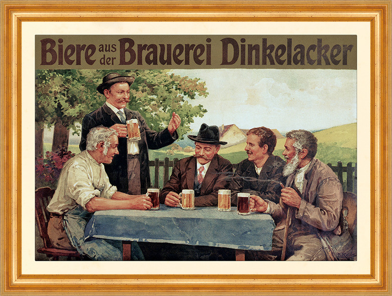 Biere aus der Brauerei Dinkelacker Reils Werbung Krug Plakate A3 423 Gerahmt