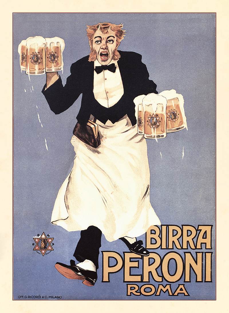 Birra Peroni Roma Asahi Italien Brauerei Lombardei Kellner Plakate A3 424