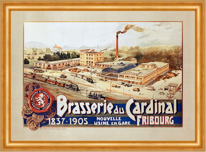 Brasserie du Cardinal Fribourg Freiburg Brauerei Schienen Plakate A3 427 Gerahmt