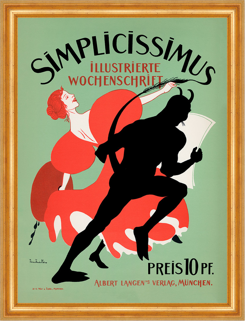 Simplicissimus Illustrierte Wochenschrift  Theodor Heine Plakate A3 434 Gerahmt